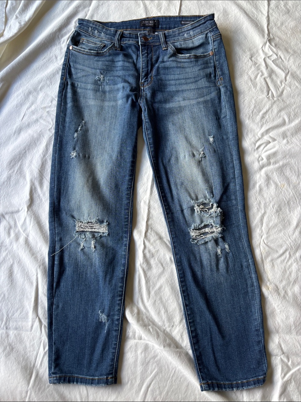 Judy Blue Distressed Dark Blue Skinny Jeans